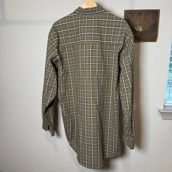 Men's Wrangler Rugged Wear Green Plaid Button Front Long Sleeve Shirt Size XL - Picture 6 of 7